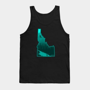 Idaho Fly Retro Fly Fishing Wild Trout River Aqua Marine Tank Top